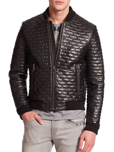 mens versace leather jackets|Versace leather jacket price.